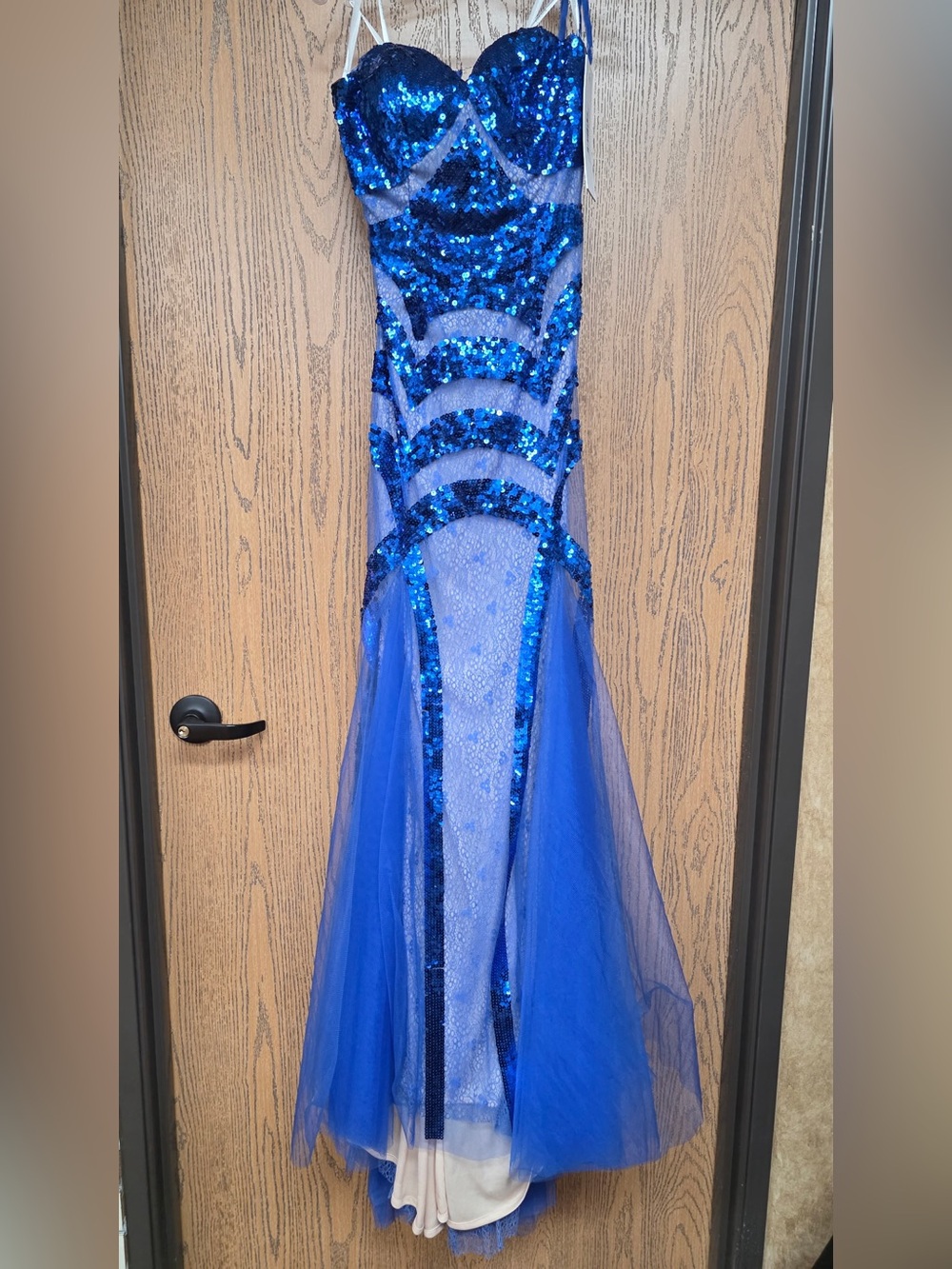 Jovani Electric Blue Sequin Maxi Gown